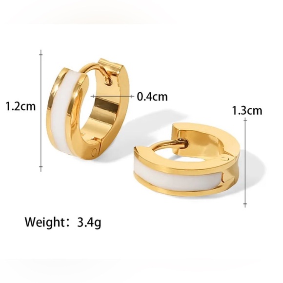 Fashion Round Enamel Gold Plated 304 Stainless Steel Earrings WHITE - Picture 3 of 5